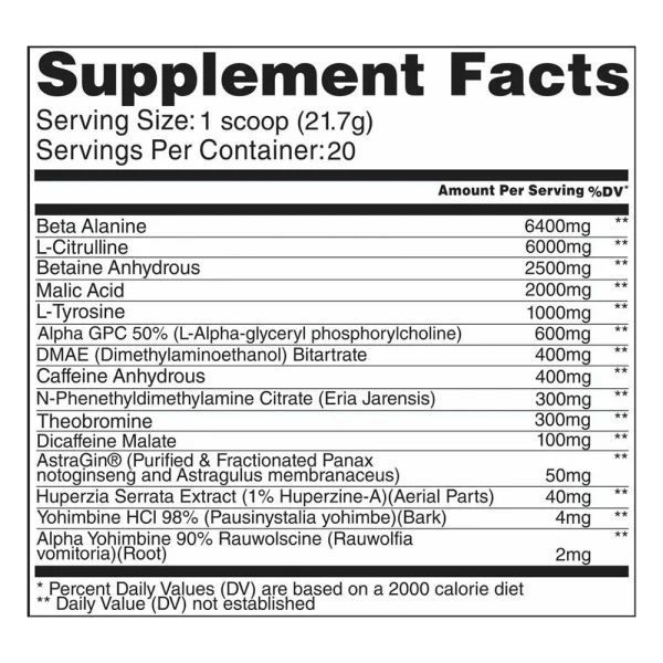 Live-Evolved-Phasic-Pre-Workout-Supp Facts