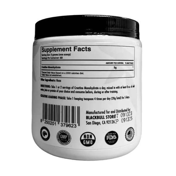 BlackBull Creatine Monohydrate 300g-Back Supp Facts